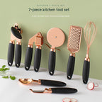 Copper-plated kitchen tool set tools laid out