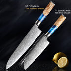 Kitchen knife set in use
