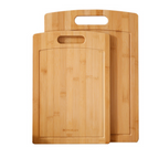 Bamboo cutting board on kitchen counter