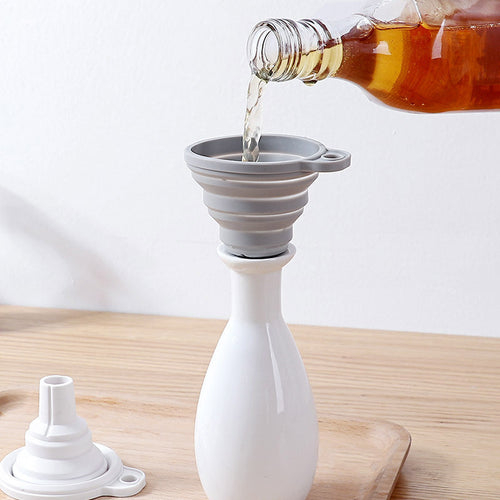 Silicone funnel folded flat
