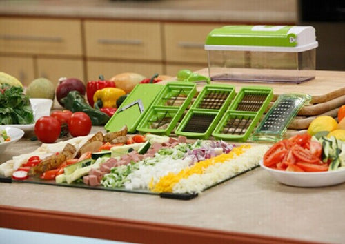 12-piece vegetable chopper set with stainless steel blades
