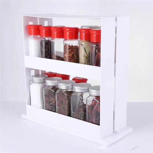Kitchen spice organizer rack double rotating storage
