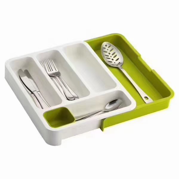 Expandable kitchen drawer organizer, full view