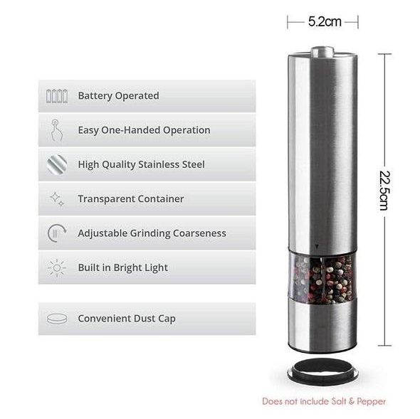 Electric stainless steel spice grinder, style 2