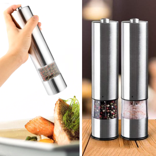 Electric spice grinder in use