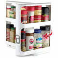 Double tier rotating spice rack white