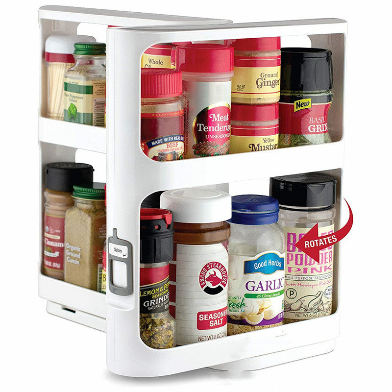 Double tier rotating spice rack white