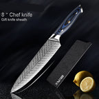 Damascus chef's knife detail