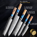 Kitchen knife set, full set laid out