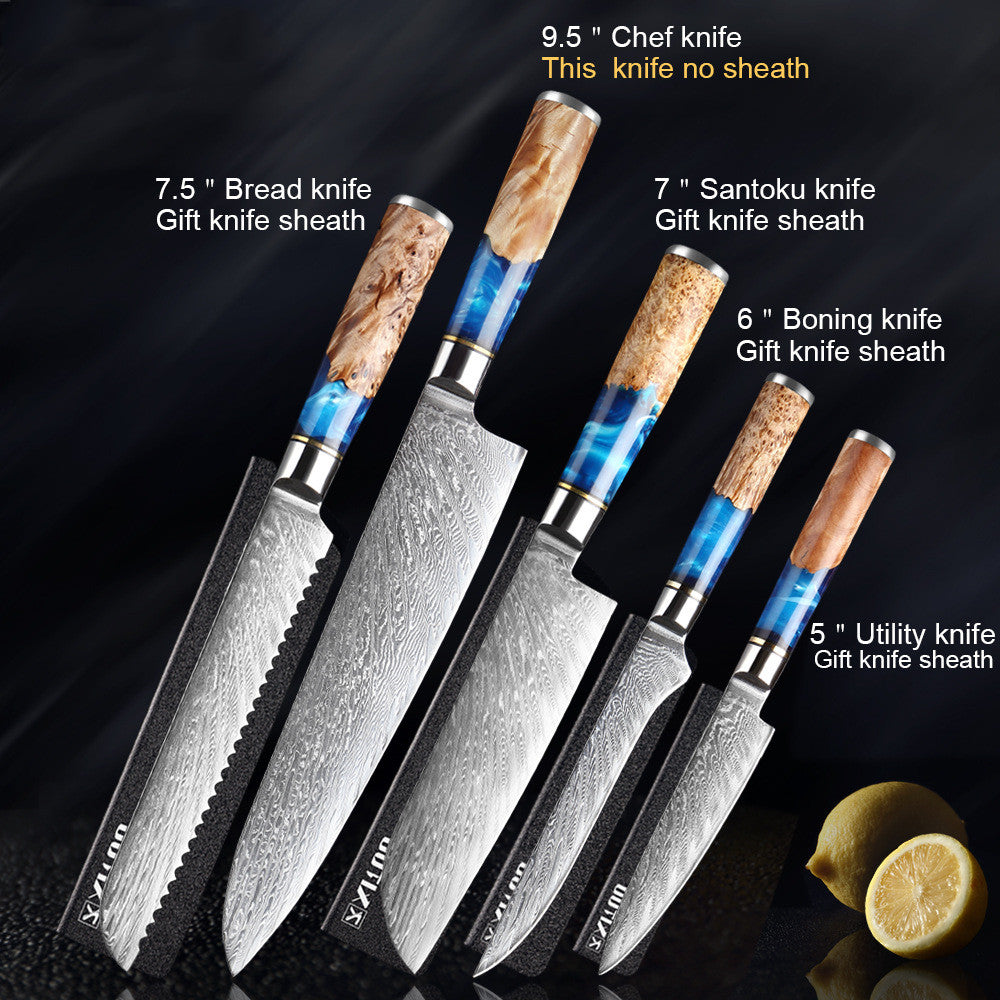 Kitchen knife set, full set laid out