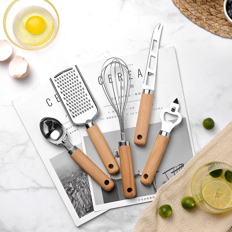 8-piece kitchen gadget set wooden handle