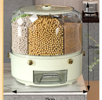 Rotating rice storage container spring green