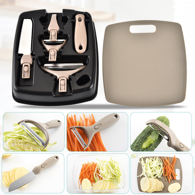 3-piece cutting board, knife and peeler set