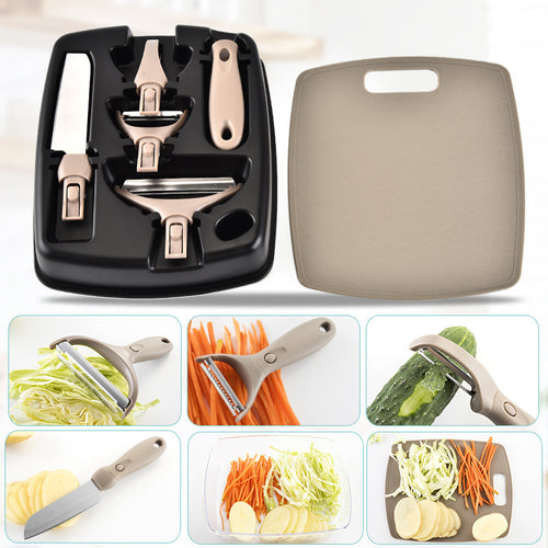 3-piece cutting board, knife and peeler set