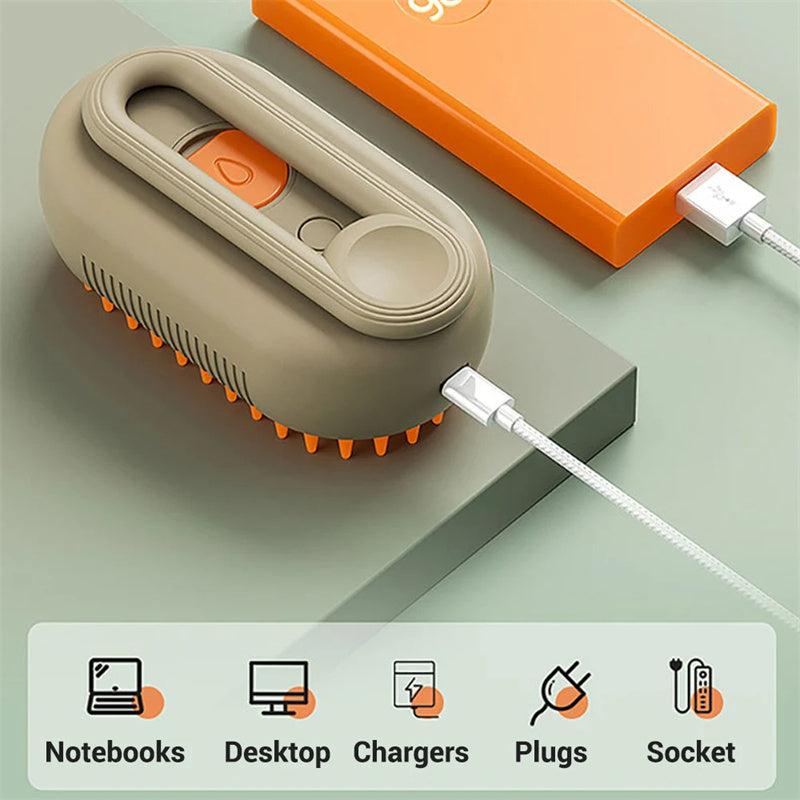 Steam Pet Brush: 3-in-1 Spray Massage Grooming Comb