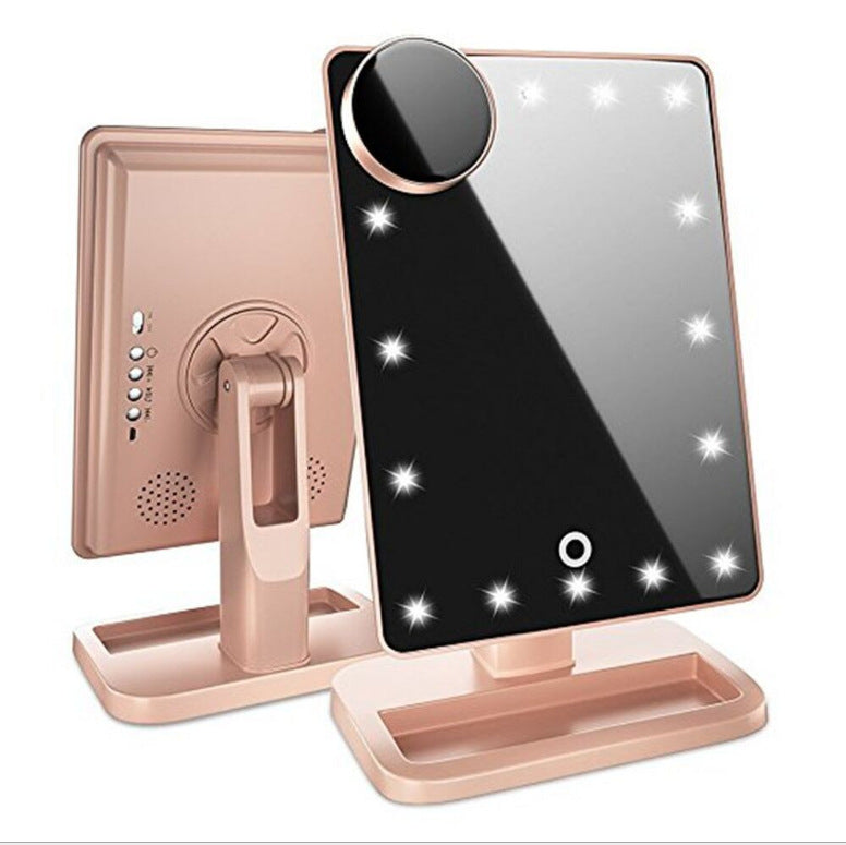 LED Makeup Mirror: Bluetooth Speaker & 10x Magnifier