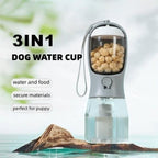 3-in-1 Pet Travel Cup: Water, Food & Waste Bag Holder