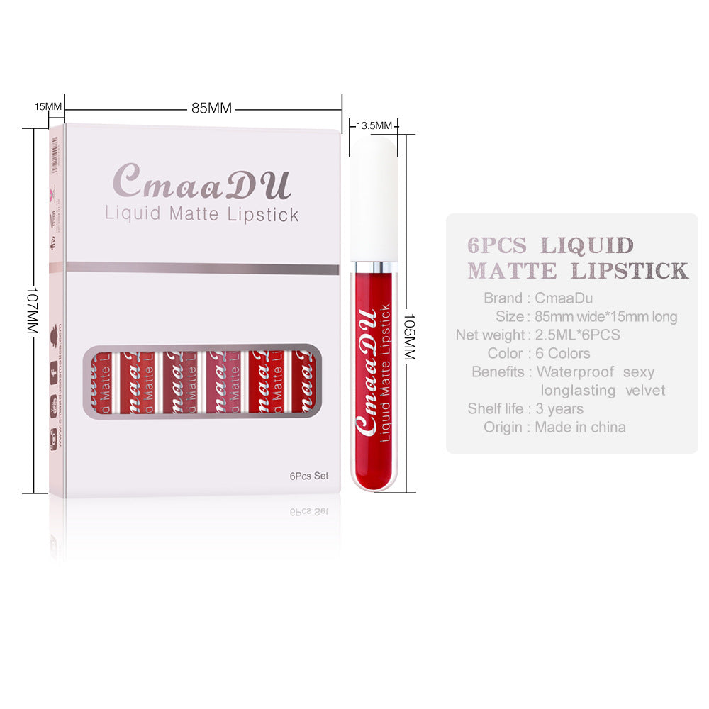 Matte Liquid Lipstick Set: 6-Piece Waterproof Lip Kit