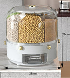 Rotating rice storage container moon rock gray