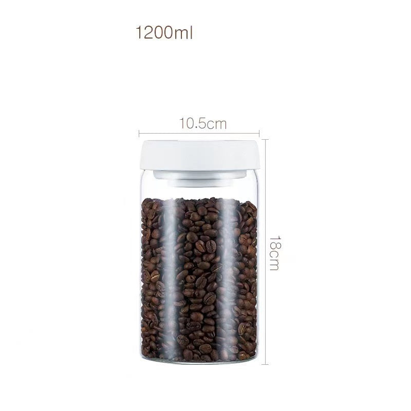 Black canister with coffee beans