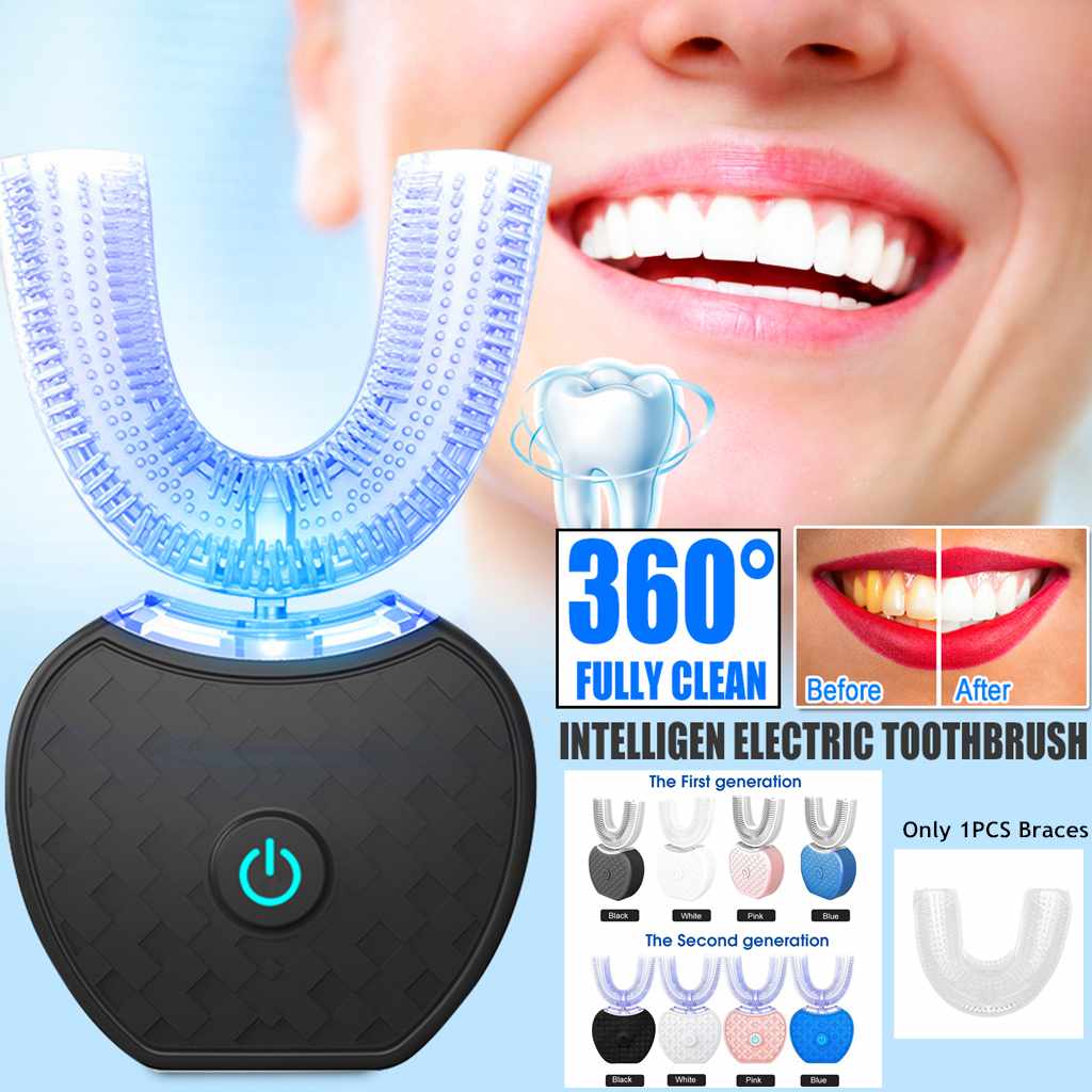 360° U-Shaped Electric Toothbrush: Waterproof Whitening
