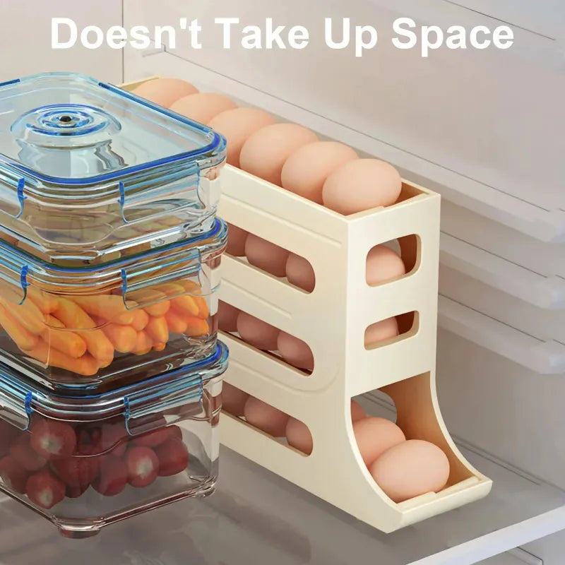 4-Layer Auto-Rolling Egg Storage Tray: Holds 30 Eggs detail view - Stezly