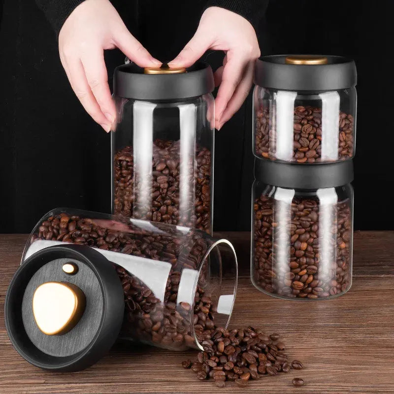 Vacuum-Sealed Glass Coffee & Food Storage Canister - Stezly