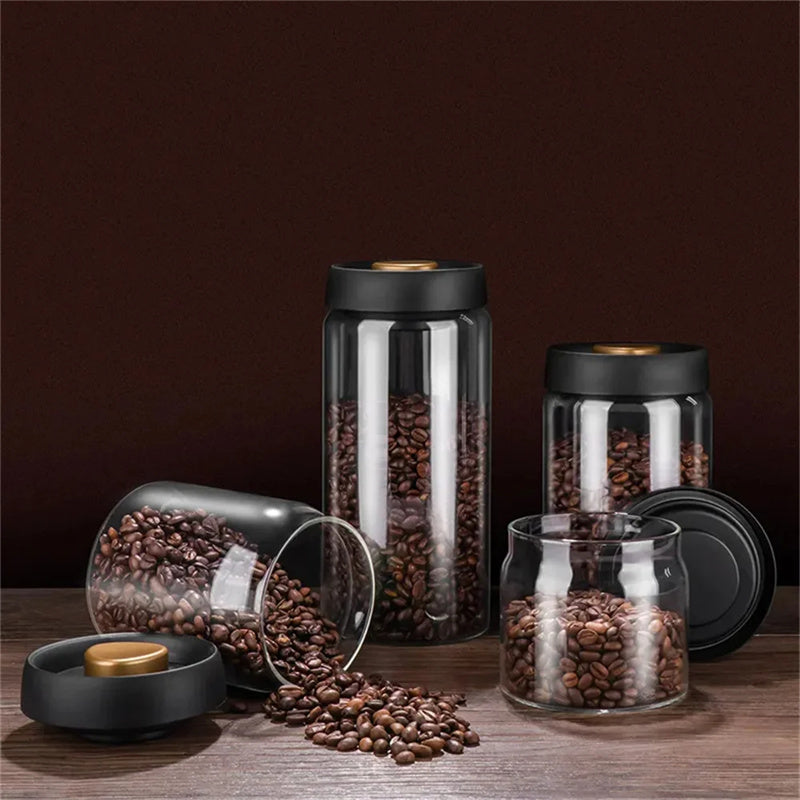 Vacuum-sealed glass storage canister