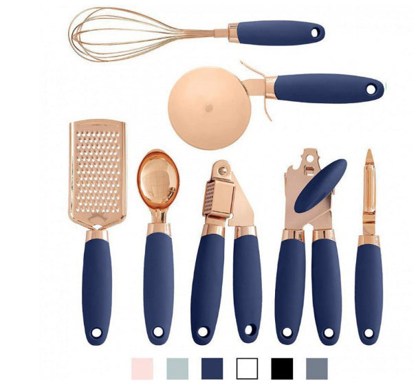 Copper-plated kitchen tool set, blue