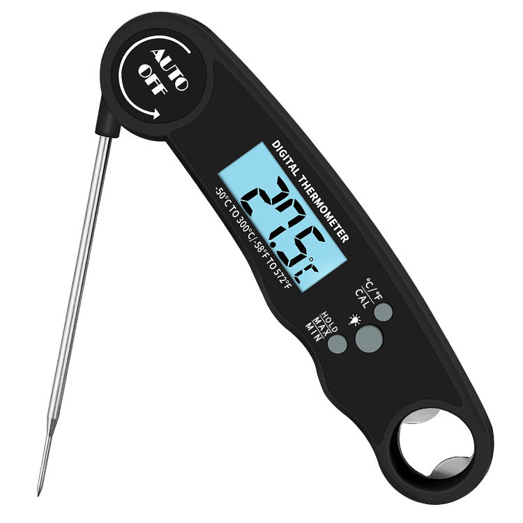 Folding digital meat thermometer black