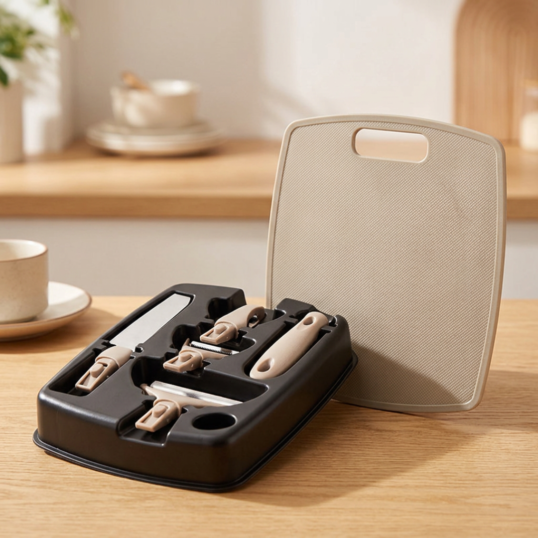 3-Piece Wheat Straw Cutting Board & Knife Set