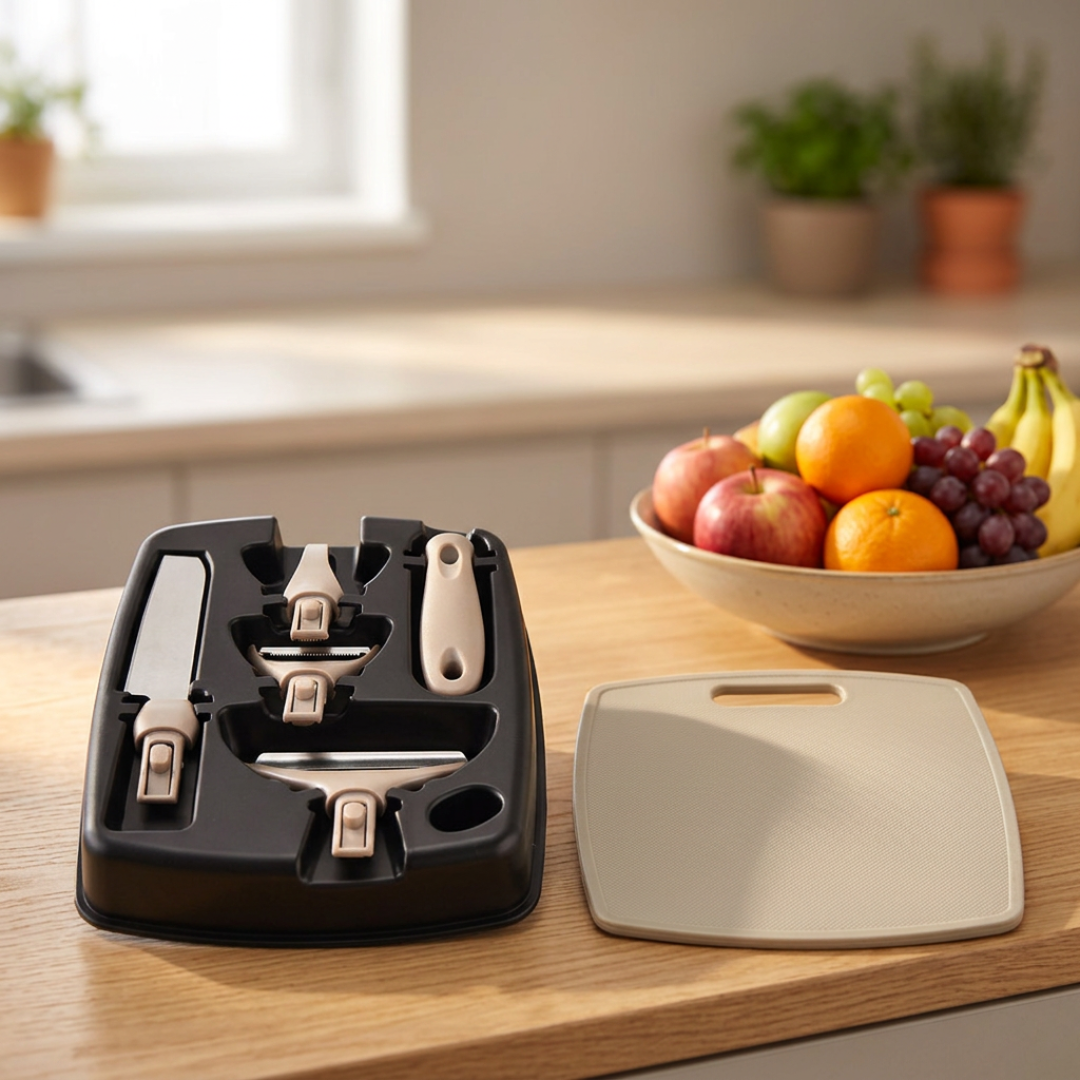 3-Piece Wheat Straw Cutting Board & Knife Set
